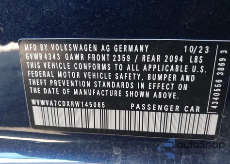 2024 Volkswagen Golf Gti 2.0T Autobahn from USA, damaged, VIN WVWVA7CDXRW145065